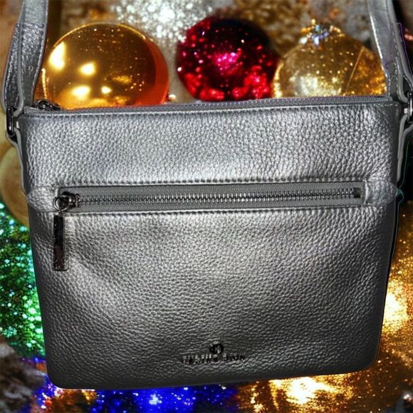 Celine Dion Handbags - Celine Dion Metallic Silver Leather Crossbody Bag. New Condition. Beautiful